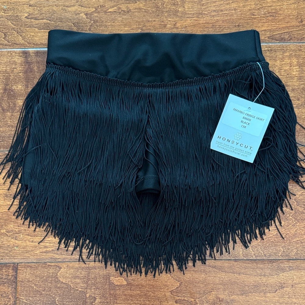 Honeycut Kids Black Fringe Ballroom Skirt